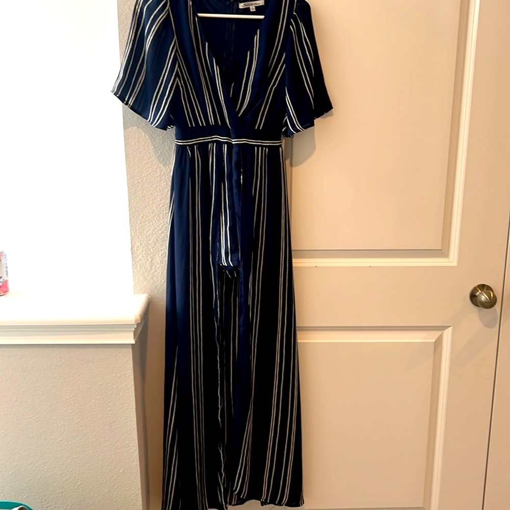 Navy romper with train